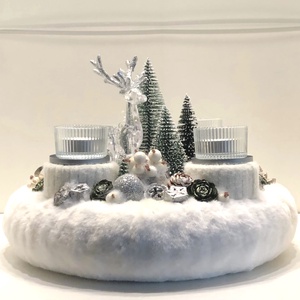 Adventi koszorú akril szarvassal, fenyőkkel és mécsesekkel - karácsony - adventi díszek - adventi koszorú - Meska.hu