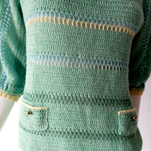 Kézzel horgolt pulóver S-M - ruha & divat - női ruha - pulóver - Meska.hu