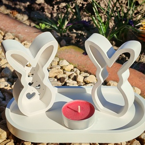 Húsvéti asztaldísz nyúl szett, Ünnepi díszek, dekorációk, Húsvéti díszek és dekorációk, Húsvéti tálalás, Gipszöntés, MESKA