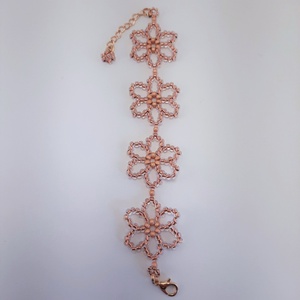 Gyöngyös nagy virágos, réz színű karkötő - ékszer - karkötő - gyöngyös karkötő - Meska.hu