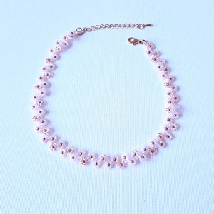 Gyöngyös két soros karkötő vagy rövid állású nyaklánc - világos rózsaszín - ékszer - karkötő - gyöngyös karkötő - Meska.hu