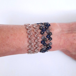 Gyöngyös két soros karkötő vagy rövid állású nyaklánc - pezsgőarany - ékszer - karkötő - gyöngyös karkötő - Meska.hu