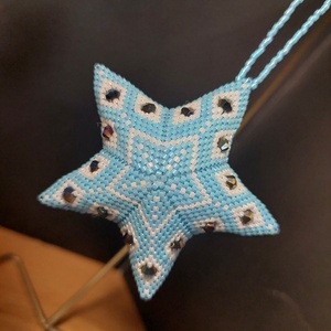 3D-s csillag dísz, Karácsony, Karácsonyi lakásdekoráció, Karácsonyfadíszek, Gyöngyfűzés, gyöngyhímzés, MESKA