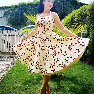 Pinup Rockabilly ruha,  cseresznye mintás, cseresznyés - ruha & divat - női ruha - ruha - Meska.hu