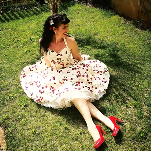 Pinup Rockabilly ruha,  cseresznye mintás, cseresznyés - ruha & divat - női ruha - ruha - Meska.hu