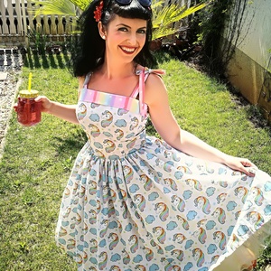 Pinup Rockabilly ruha Unikornis mintás, Egyszarvú, szivárvány - ruha & divat - női ruha - ruha - Meska.hu