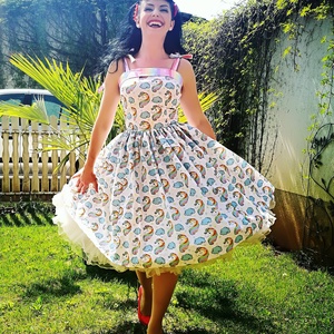 Pinup Rockabilly ruha Unikornis mintás, Egyszarvú, szivárvány - ruha & divat - női ruha - ruha - Meska.hu