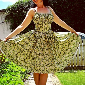 Pinup Rockabilly ruha sárga vagy zöld százszorszép mintás, virágos - ruha & divat - női ruha - ruha - Meska.hu