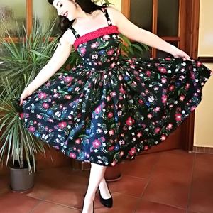 Folk Rockabilly ruha, kalocsai mintás - Meska.hu