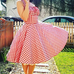 Pinup Rockabilly ruha piros fehér kockás, Ruha & Divat, Női ruha, Ruha, Varrás, Meska