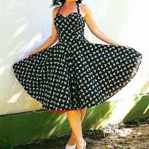 Pinup Rockabilly ruha fekete koponyás - ruha & divat - női ruha - ruha - Meska.hu