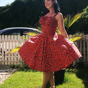 Pinup Rockabilly ruha pipacs mintás, virágos - ruha & divat - női ruha - ruha - Meska.hu