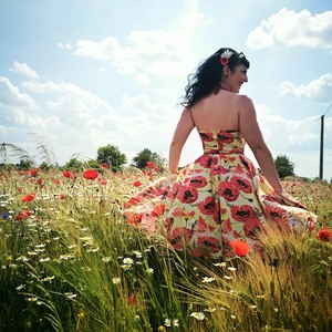 Pinup Rockabilly ruha nagy pipacs mintás, virágos - ruha & divat - női ruha - ruha - Meska.hu