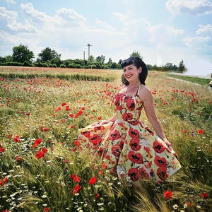 Pinup Rockabilly ruha nagy pipacs mintás, virágos - ruha & divat - női ruha - ruha - Meska.hu