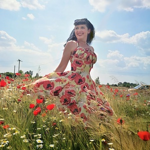 Pinup Rockabilly ruha nagy pipacs mintás, virágos, Ruha & Divat, Női ruha, Ruha, Varrás, MESKA