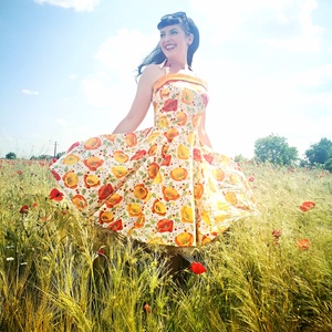 Pinup Rockabilly ruha Kaliforniai pipacs mintás, virágos - ruha & divat - női ruha - ruha - Meska.hu