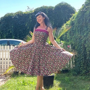 Pinup Rockabilly ruha apró rózsa mintás virágos  - ruha & divat - női ruha - ruha - Meska.hu