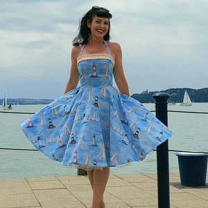 Pinup Rockabilly ruha vitorlás mintás,  tengeres, Ruha & Divat, Női ruha, Ruha, Varrás, MESKA