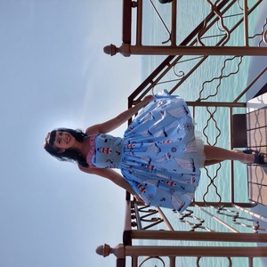 Pinup Rockabilly ruha vitorlás,  sirály mintás,  tengeres - ruha & divat - női ruha - ruha - Meska.hu