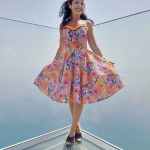 Pinup Rockabilly trópusi mintás , Ruha & Divat, Női ruha, Ruha, Varrás, MESKA