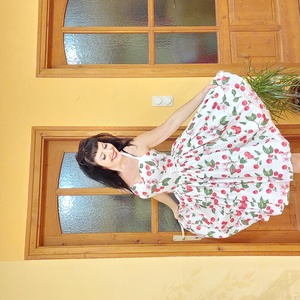 Pinup Rockabilly ruha cseresznye mintás, virágos - ruha & divat - női ruha - ruha - Meska.hu