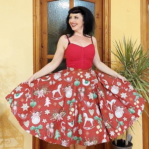 Pinup Rockabilly szoknya karácsonyi mintás  - Meska.hu