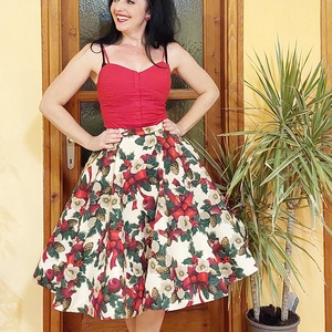 Pinup Rockabilly szoknya karácsonyi mintás , Ruha & Divat, Babaruha & Gyerekruha, Szoknya, Varrás, MESKA