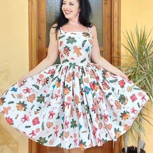 Pinup Rockabilly ruha, karácsonyi mintás  - ruha & divat - női ruha - ruha - Meska.hu