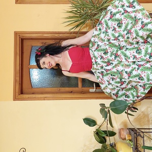 Folk Rockabilly szoknya karácsonyi mintás  - ruha & divat - női ruha - szoknya - Meska.hu