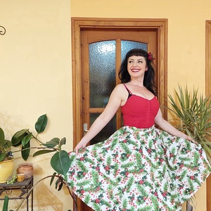 Folk Rockabilly szoknya karácsonyi mintás  - ruha & divat - női ruha - szoknya - Meska.hu