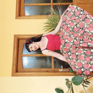 Folk Rockabilly szoknya Mikulás virágos arannyal futtatottkarácsonyi mintás  - ruha & divat - női ruha - szoknya - Meska.hu