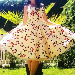 Pinup Rockabilly ruha,  cseresznye mintás, cseresznyés - ruha & divat - női ruha - ruha - Meska.hu