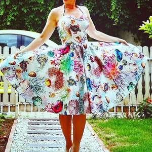 Pinup Rockabilly ruha tenger mintás,  tengeres - Meska.hu