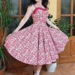 Folk Rockabilly ruha, matyó,  kalocsai népi mintás Valentin nap, néptánc  - ruha & divat - női ruha - ruha - Meska.hu