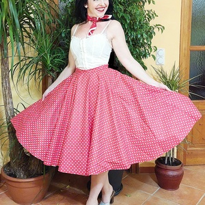 Pinup Rockabilly szoknya piros pöttyös  - ruha & divat - női ruha - szoknya - Meska.hu