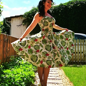 Pinup Rockabilly trópusi mintás LIMITÁLT  - ruha & divat - női ruha - ruha - Meska.hu