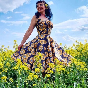 Pinup Rockabilly ruha,  napraforgó mintás , Ruha & Divat, Női ruha, Ruha, Varrás, MESKA