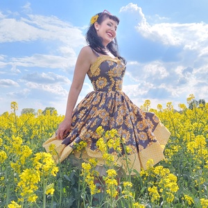 Pinup Rockabilly ruha,  napraforgó mintás  - Meska.hu