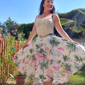 Rockabilly szoknya Flamingós Pálmás  - ruha & divat - női ruha - szoknya - Meska.hu