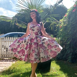 Rockabilly, pinup ruha Hortenzia mintás  - ruha & divat - női ruha - ruha - Meska.hu