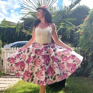 Rockabilly szoknya hortenzias, virágos , Ruha & Divat, Női ruha, Szoknya, Varrás, MESKA
