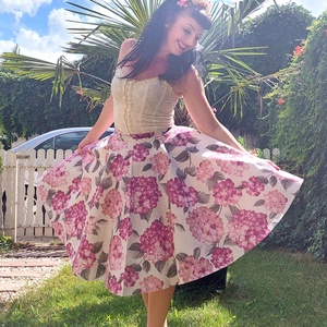 Rockabilly szoknya hortenzias, virágos  - ruha & divat - női ruha - szoknya - Meska.hu