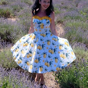 Rockabilly, pinup ruha citrom mintás  - ruha & divat - női ruha - ruha - Meska.hu