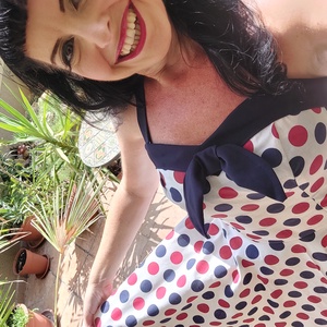 Pinup Rockabilly ruha kék piros pöttyös  - ruha & divat - női ruha - ruha - Meska.hu