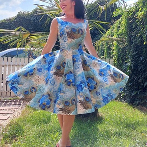 Pinup Rockabilly ruha LIMITÁLT orchidea rózsa mintás , Ruha & Divat, Női ruha, Ruha, Varrás, MESKA