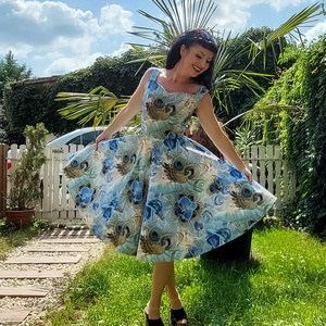 Pinup Rockabilly ruha LIMITÁLT orchidea rózsa mintás  - ruha & divat - női ruha - ruha - Meska.hu