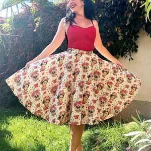 Folk Rockabilly szoknya Frida, mexikói koponyás sugarskull , Ruha & Divat, Női ruha, Szoknya, Varrás, MESKA