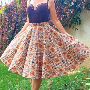 Pinup Rockabilly szoknya, napraforgó virágos , Ruha & Divat, Női ruha, Szoknya, Varrás, MESKA