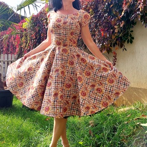 Pinup Rockabilly ruha napraforgó mintás virágos  - Meska.hu