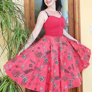 Pinup Rockabilly szoknya karácsonyi mintás  - Meska.hu